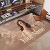 Custom Name Crystal Velvet Rug,Lana Del Rey Comfortable Anti Slip Floor Mat For Room Decoration
