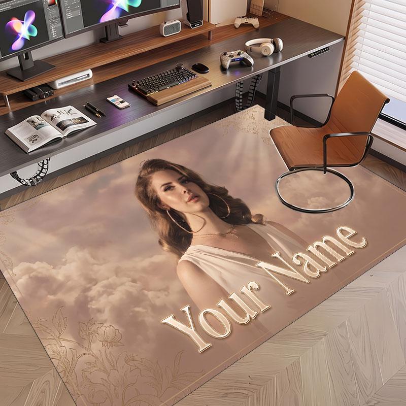 Custom Name Crystal Velvet Rug,Lana Del Rey Comfortable Anti Slip Floor Mat For Room Decoration