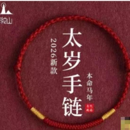 Mount Putuo2026Red bracelet for men with the Ma Tai Sui charm, red rope bracelet with Vajra knot, women's zodiac woven anklet