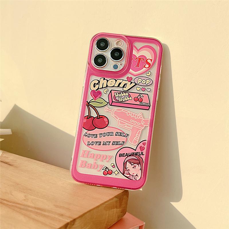 Cute Cartoon Cherry Pattern Transparent TPU Phone Case For Xiaomi Mi 15T Pro POCO X7 Pro F7 X6 X5 M3 X3 NFC M4 F5 11 Lite 5G NE
