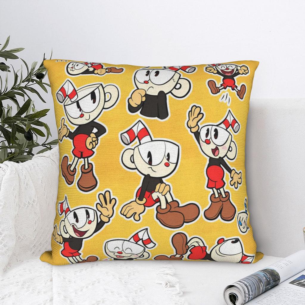 Great Retro Game Battle Cupheads Square Pillow Case Cute Cushion Covers Awesome Zippered Decor Pillowcase for Home cm