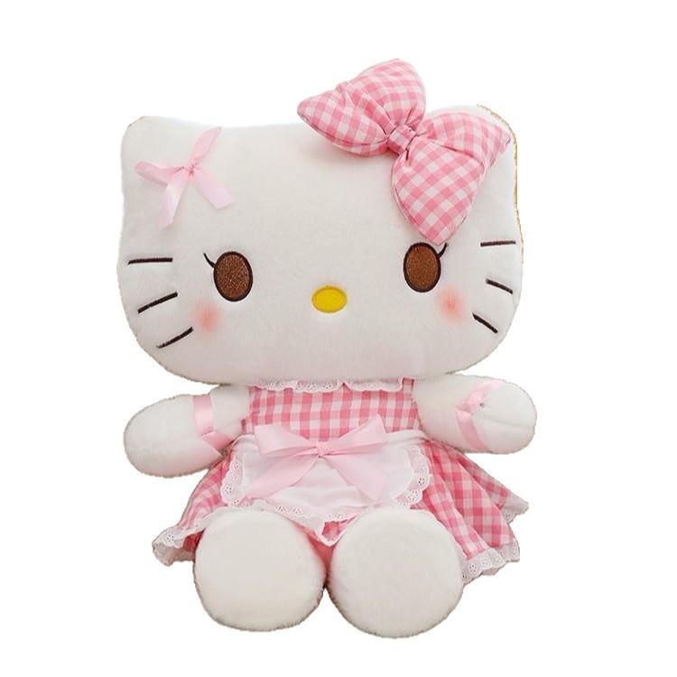 Creative Hello Kitty Plush Toy: Cute Maid Cat Doll with Bow - Perfect Birthday Gift Companion