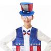 6Pieces 4th of July Patriotic Costume Set with Vest Hat Beard Sunglasses and Necklace for Holiday Celebration Gathering