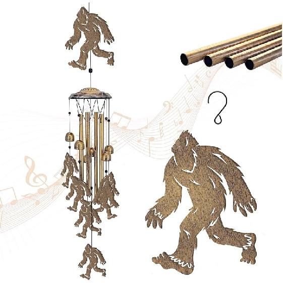 Bigfoot Wind Chimes Outdoor Sasquatch Decor, Deep Tone Soothing Melodic Tones Windchime, Memorial Wind Chimes for Outside with Big Foots Wind Art Deco