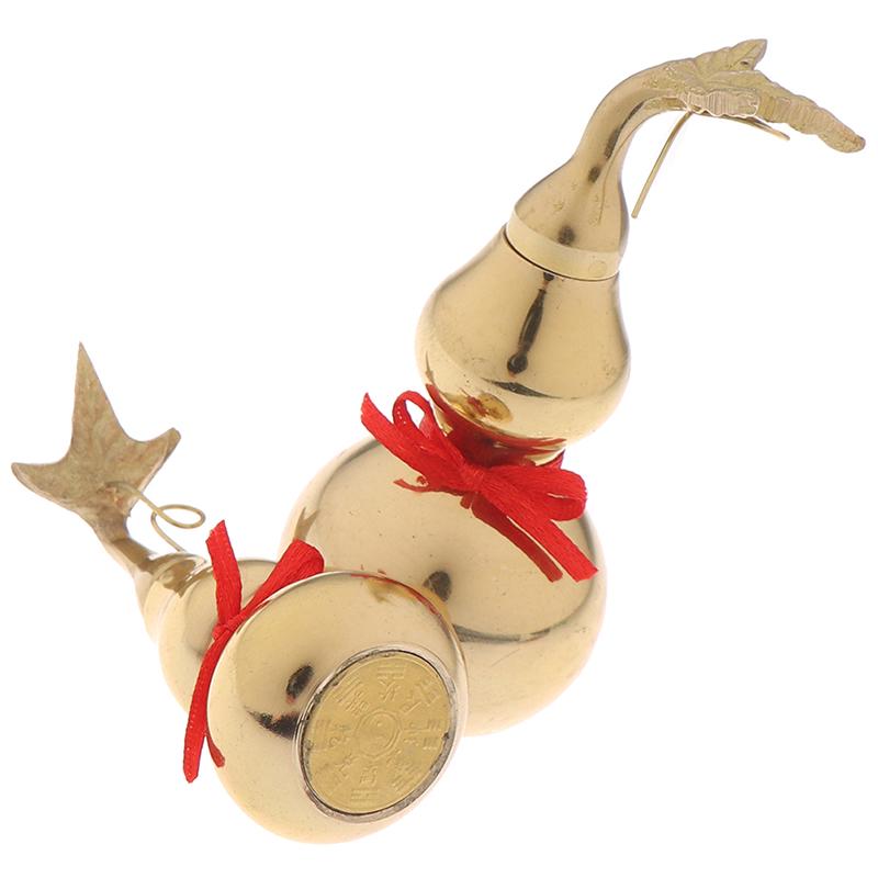 Traditional Chinese Natural Feng Shui Gourd Brass Mental Golden Wu Lou Luo Lu Health Enhance Luck Ornament Home Decor