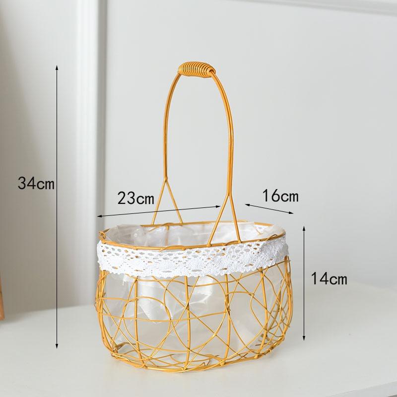 New Internet celebrity decoration portable flower basket packaging flower basket handmade rattan floral arrangement gift straw wood chips