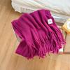 Women Girls Elegant Scarf Winter Thicken Warm Solid Color Knitted Long Tassel Scarves Soft Cotton Thickened Shawl Wraps Women