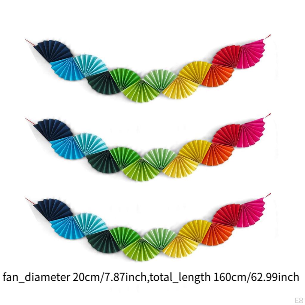 3Pcs Paper Fans Garland Background Banner Ceiling Hanging Decoration for Carnival Wedding Shower