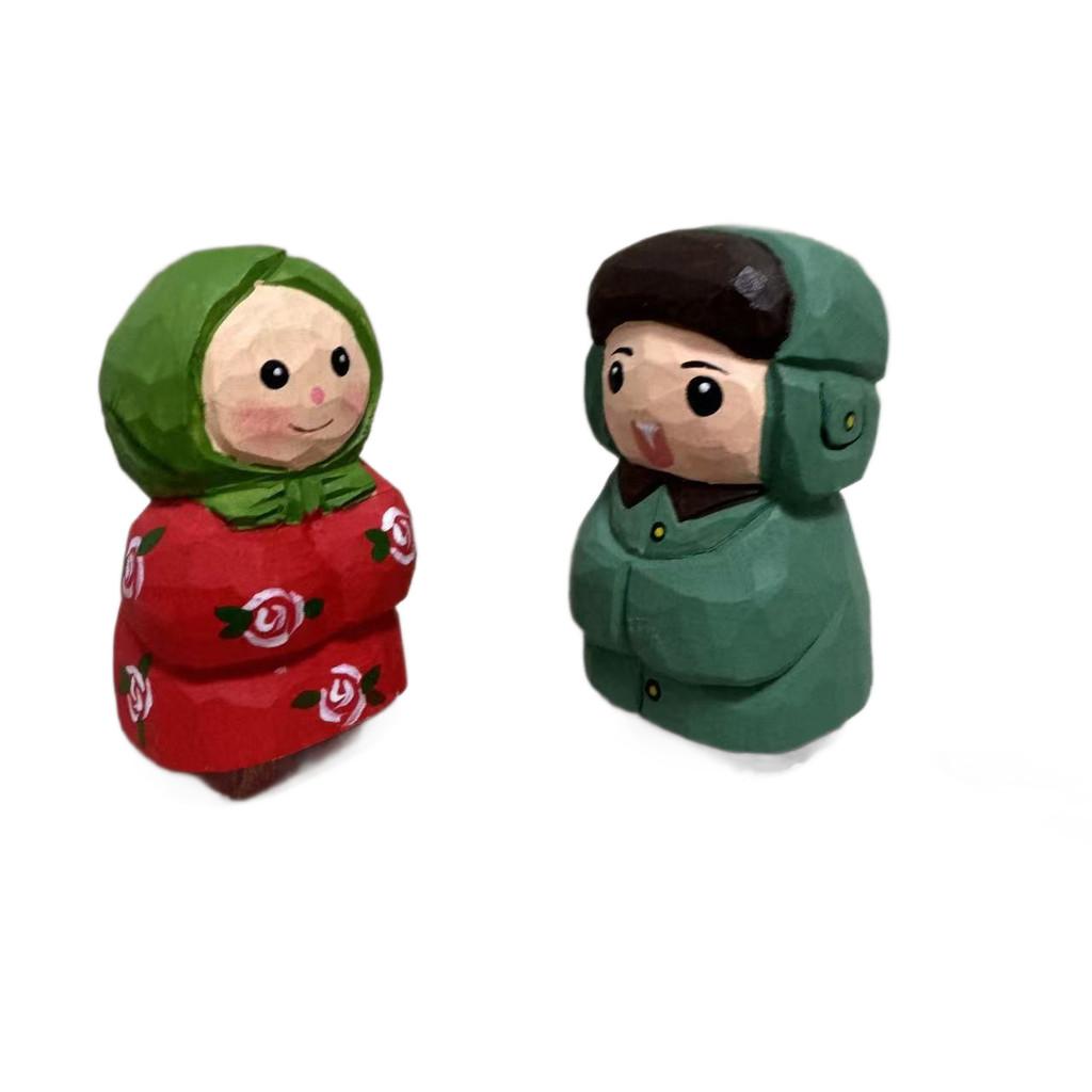 Handgefertigte Holzfigur für Zuhause und Büro Niedlicher Junge und Mädchen Stil