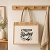 Sac cabas - PLANETEE - J’peux pas j’ai Hockey (minimaliste) - Toile de jute et coton - 21 L - Illustration au trait
