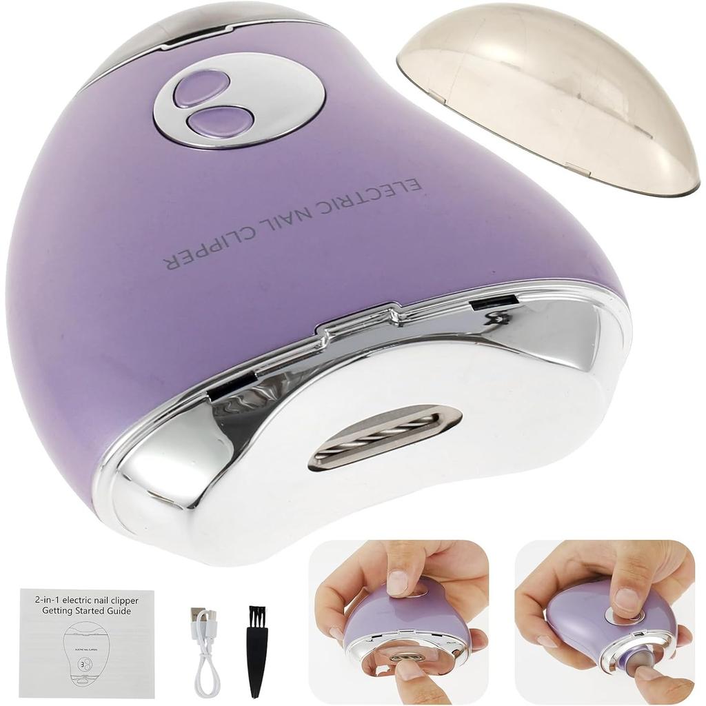 Electric Nail Clipper 3 Speeds Levels Electric Nail Trimmer with Nail Clip Storage Rechargeable Automatic Nail Clipper Portable Electric Fingernail