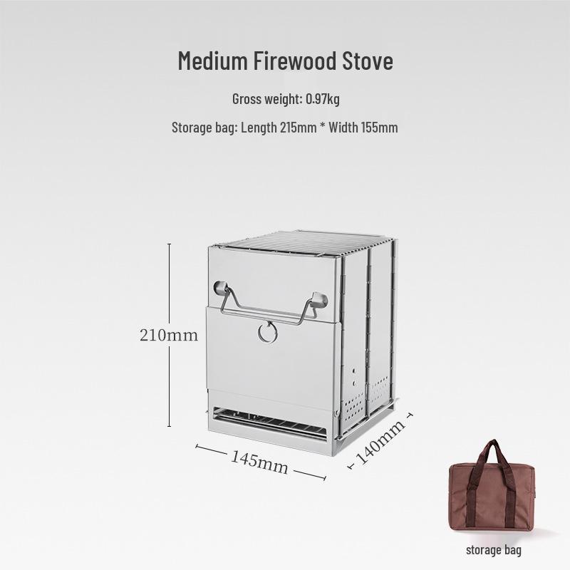 Mini Stainless Steel Outdoor Folding Wood & Charcoal BBQ Grill for Camping and Picnics