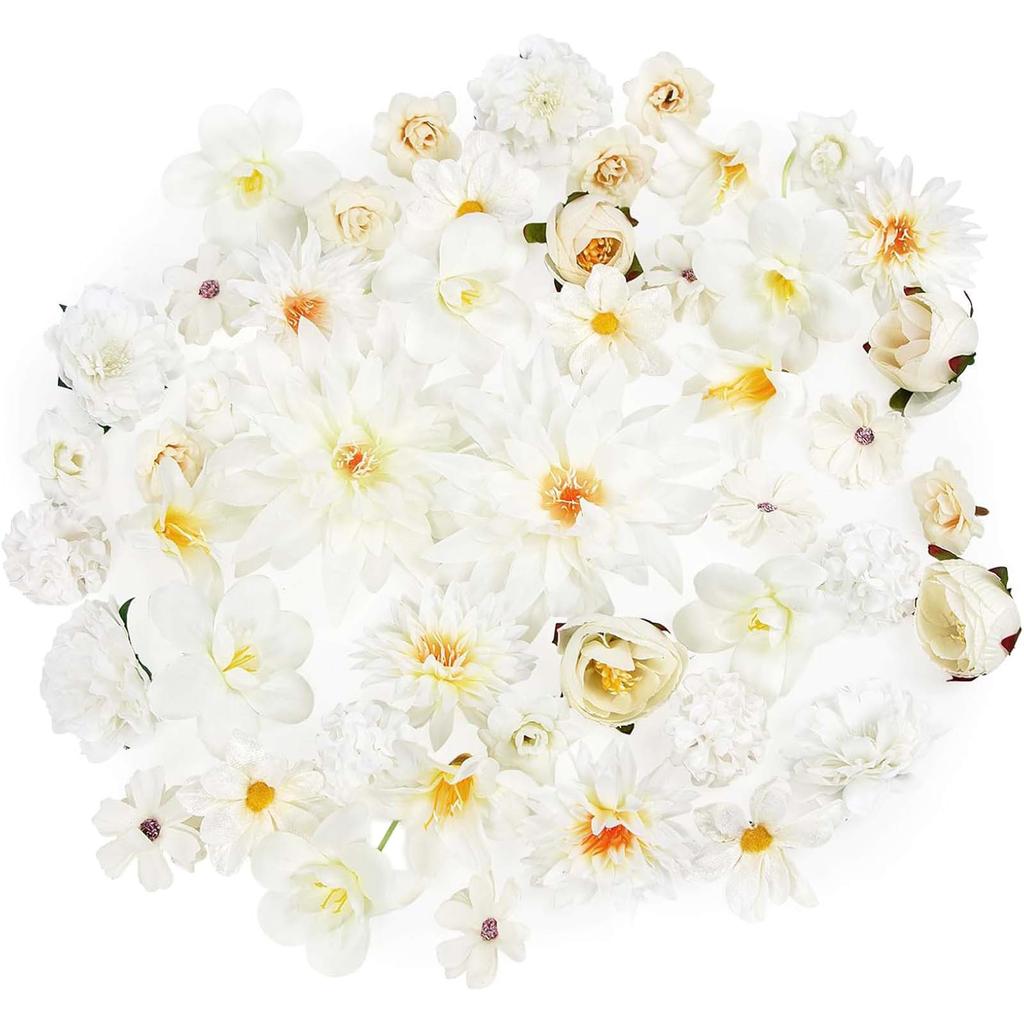 80Pcs Artificial Flower Heads 25-43mm for Craft Wedding Bouquets Flower Arrangements Cake Decoration Hair Accessories
