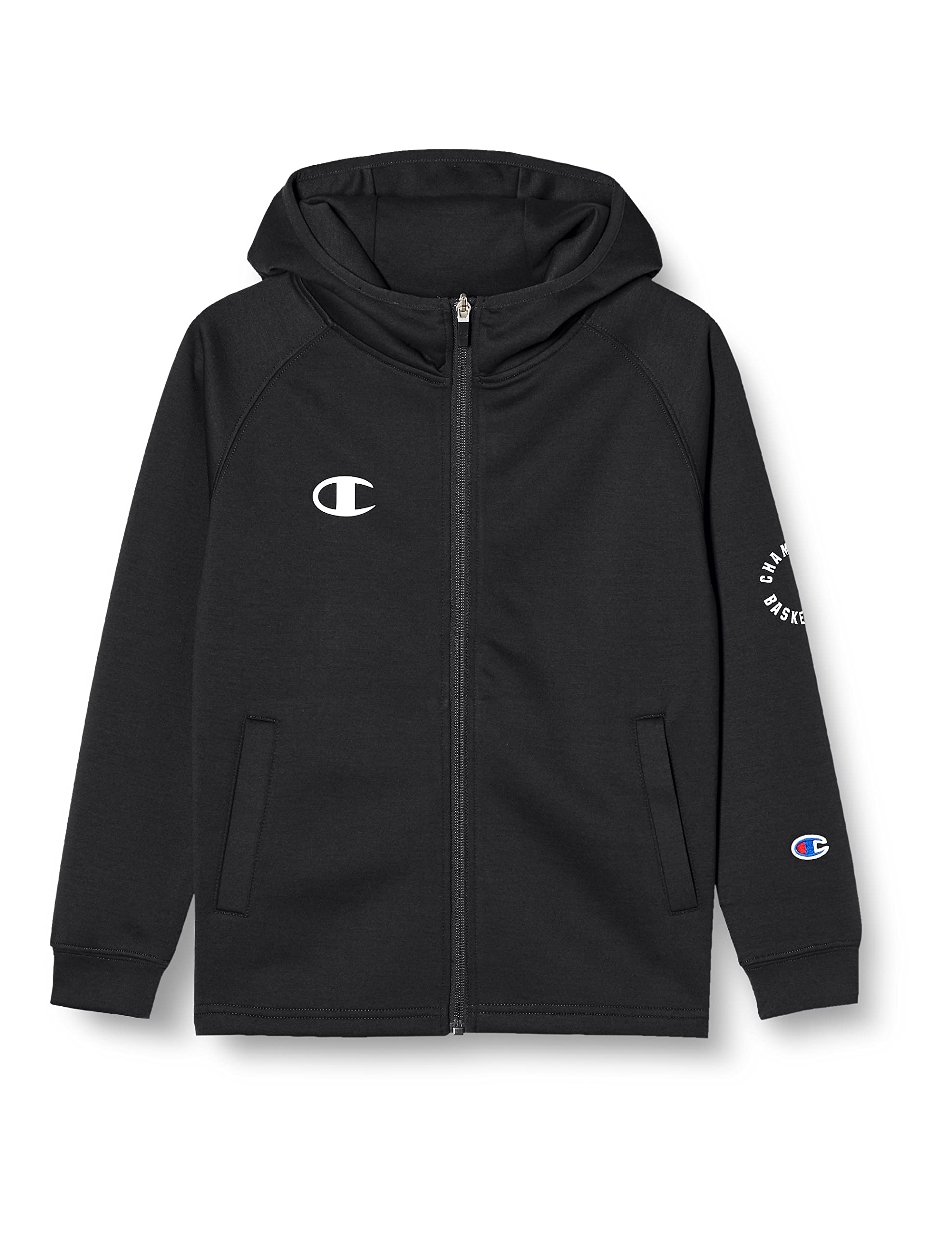 

Толстовка с капюшоном с длинным рукавом и эластичным принтом One Point Logo Tech Weave 3LS Mini Zip для мальчиков, цвет черный 140 [Champion] CK-WB122 чёрный