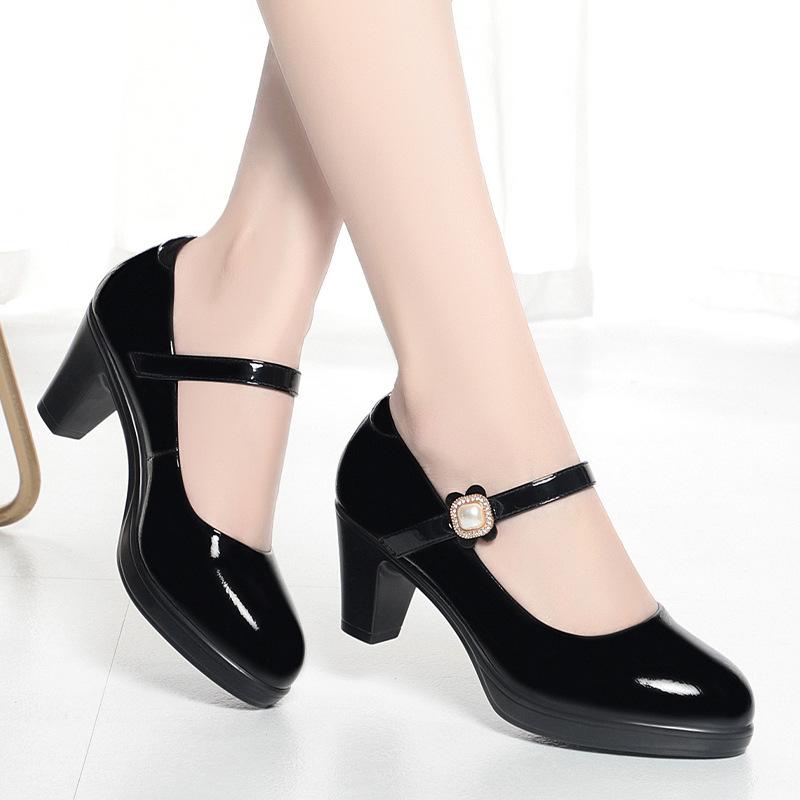 Cheongsam shoes catwalk shoes model mid-heel shoes women's waterproof platform thick-soled mid-heel thick heel, single shoes