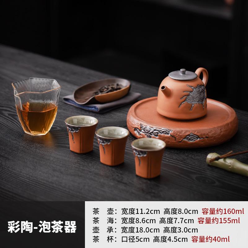 Retro coarse pottery teapot teacup Kung Fu tea set light luxury high-end home office meeting   new