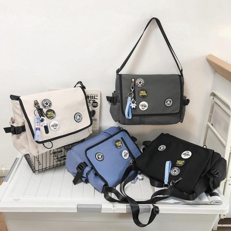 Trendige Nylon-Crossbody-Tasche für Herren, große Kapazität, japanischer Stil, Messenger Bag, lässige Schultertasche im Harajuku-Stil, Sac Bags