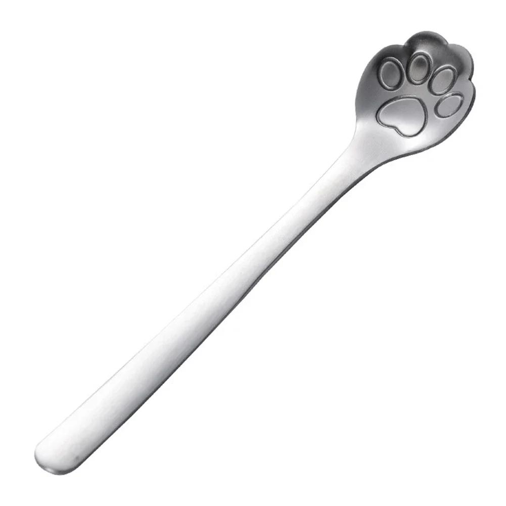 1PC Creative Cute Cat Claw 304 Stainless Steel Spoon Hollow for Ice Cream Coffee Tea Dessert Spoon Kitchen Tableware Accessories