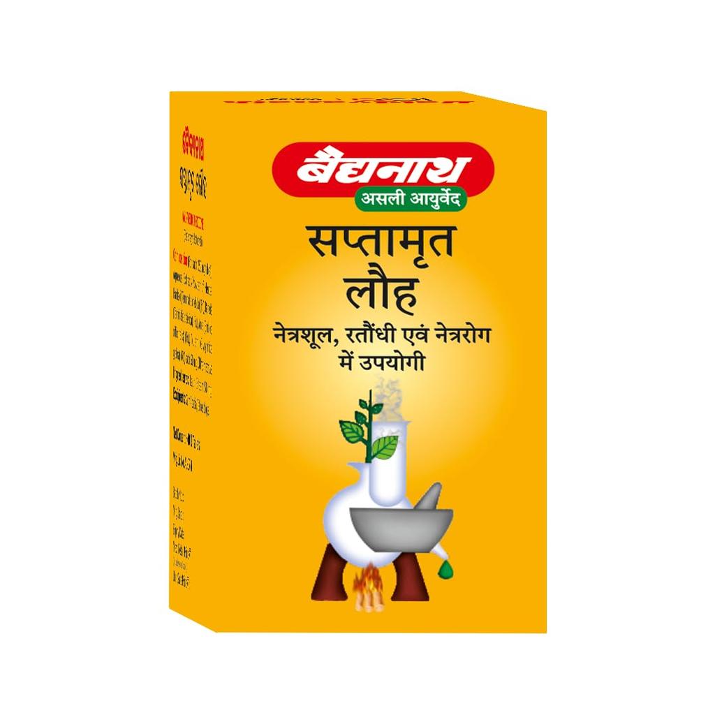 Baidyanath Saptamrit Lauh Ayurvedic Herbal Tablets For Eye Ear Nose Throat Wellness And Hair Pigmentation Support 40 Tablets X Pack Of 3