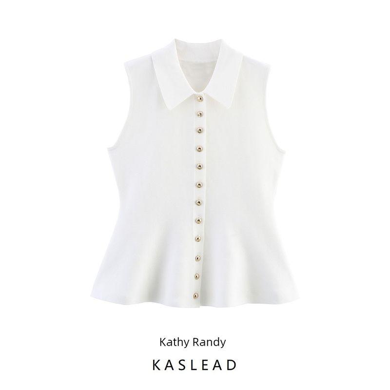 Kaslead New Women clothes Western Style Short Skirt Hem Knitted Vest Top 4192060 250