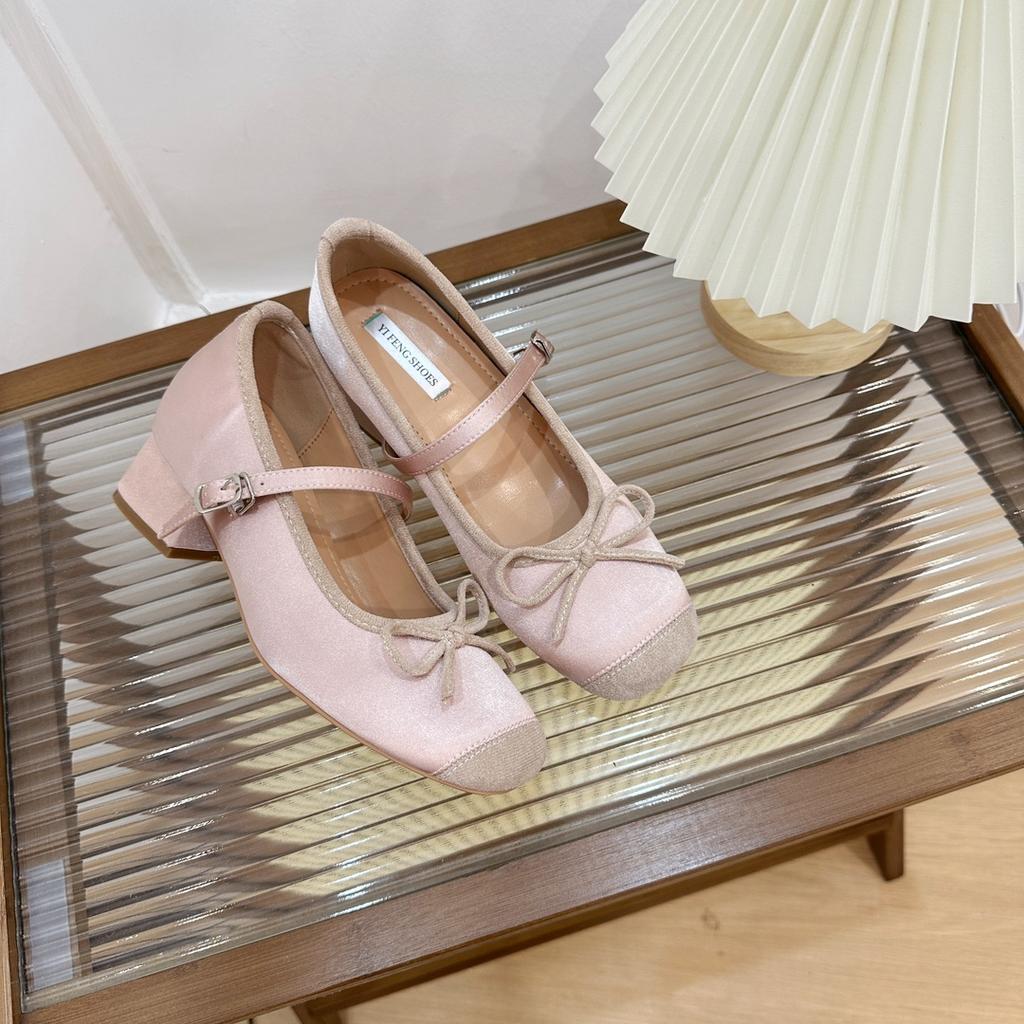 Color matching ballet shoes thick heel plus inner increase 7cm word with French light mouth silver single shoes evening elegant women's high heel