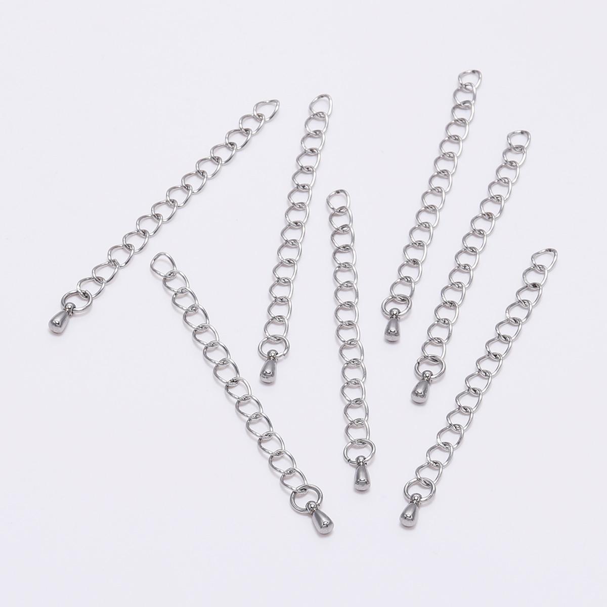 

10pcs 50/70mm Stainless Steel Extension End Chain With Water Drop Bracelet Extension Tail Chain For DIY Jewelry Making Findings 50mm
