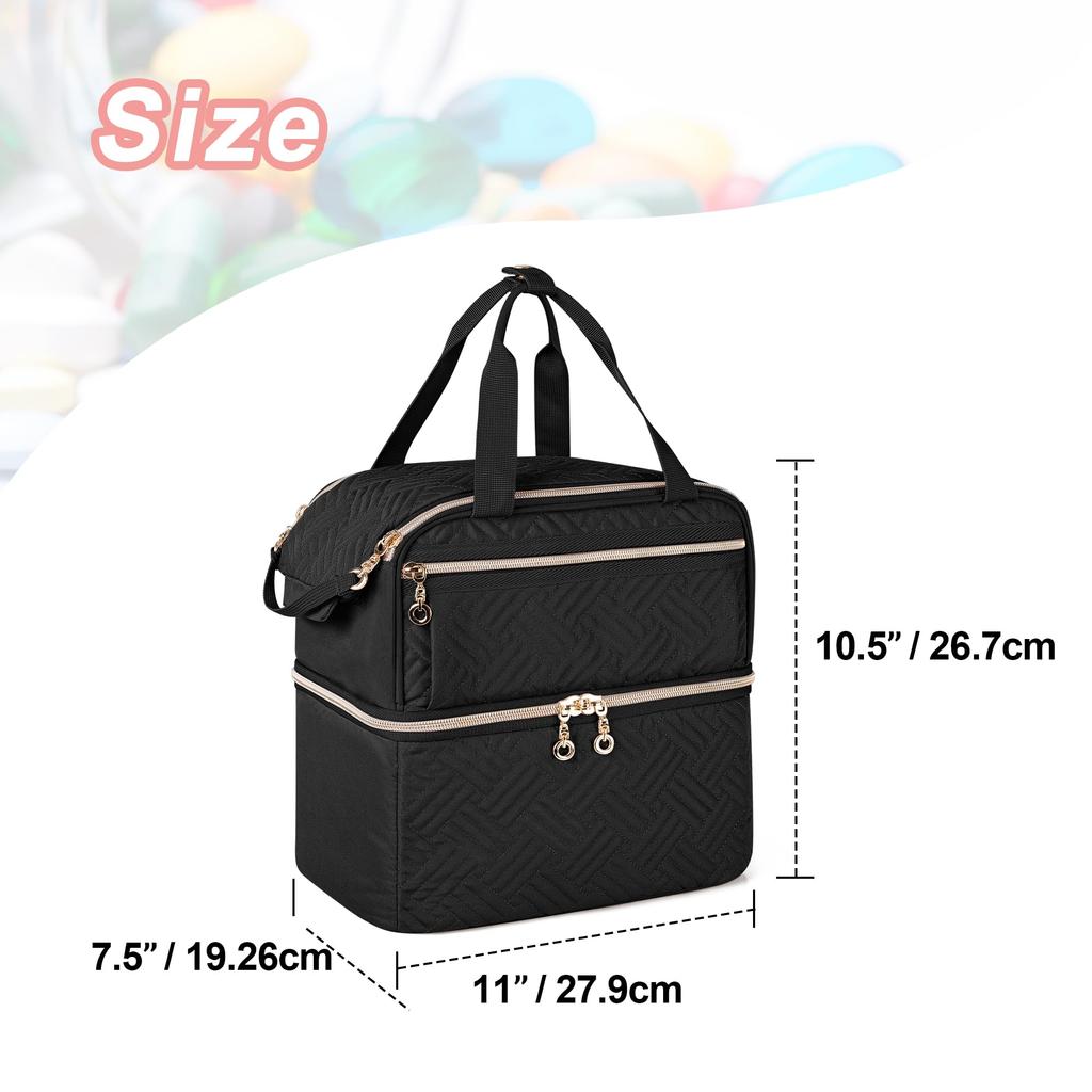 Damero Lockable First Aid Bag for Medicines and Supplements, Double-Layered, for Storage and Organization, Ideal for Home and Travel, Black (Bag Only)