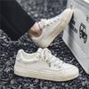 Fashion Man Shoe With Laces Flat Beige Casual Shoes for Men Height Increasing Adults Classic Original 2025 Trend Non-leather Sneakers