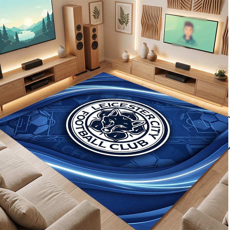 Tappeto in Velluto di Cristallo con Stampa del Leicester City Football, Comodo Assorbente d'Acqua Antiscivolo Tappeto per Pavimenti Interni