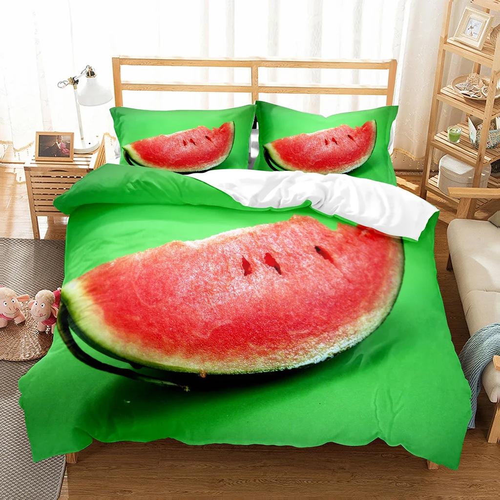 Watermelon Duvet Cover Set Summer Theme Fresh Fruits Pattern Quilt Cover For Kids Boys Girls Bedding Set Bedroom Decor Gifts