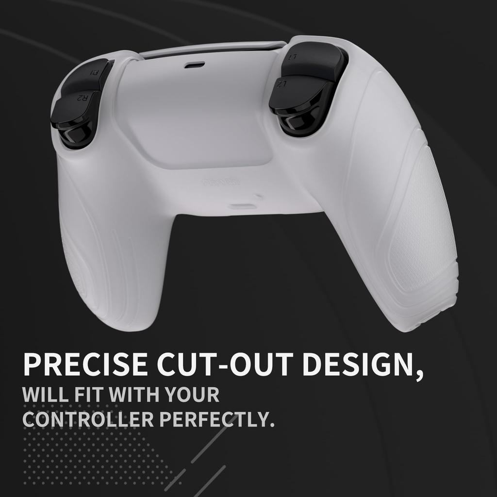 EXtremeRate Schutzhülle für PlayVital PS5-Controller, Silikon-Skin, ergonomische Schutzhülle aus weichem Gummi für PS5-Controller mit Thumb-Stick-Kappe