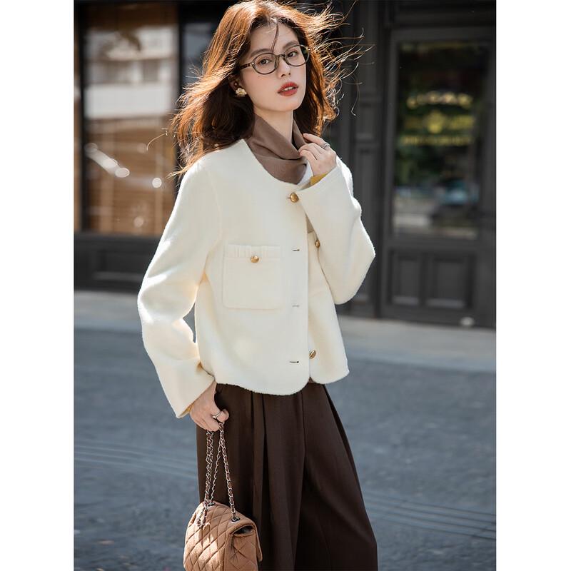 Women's Stylish Long-Sleeve Short Wool Coat