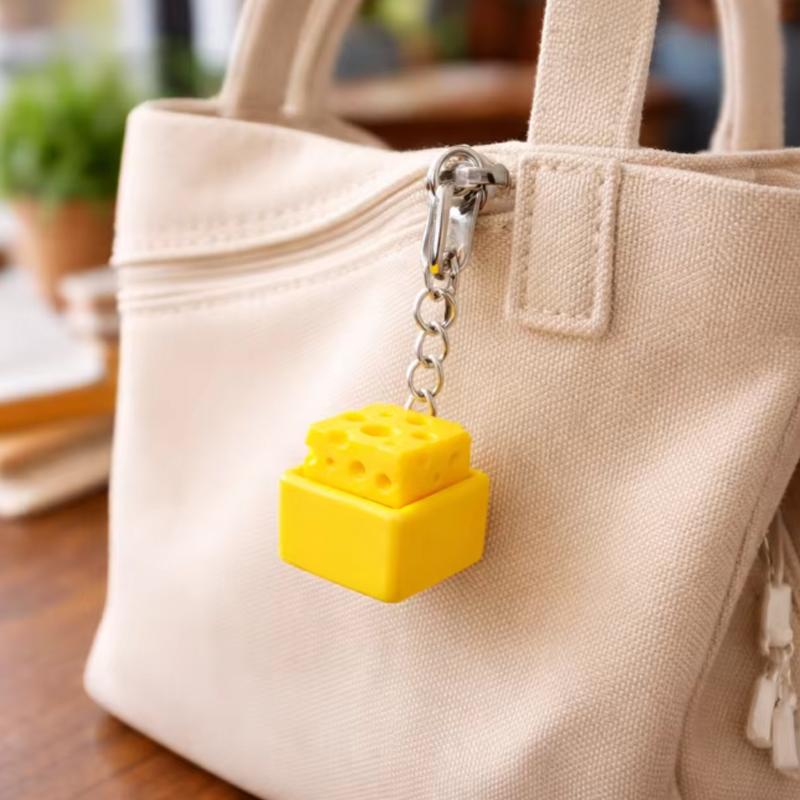 Cheese Clicker Fidget Keychain Keyboard Decompression Button Finger Toys Stress Relief Gifts for Adults Kids Boys Girls