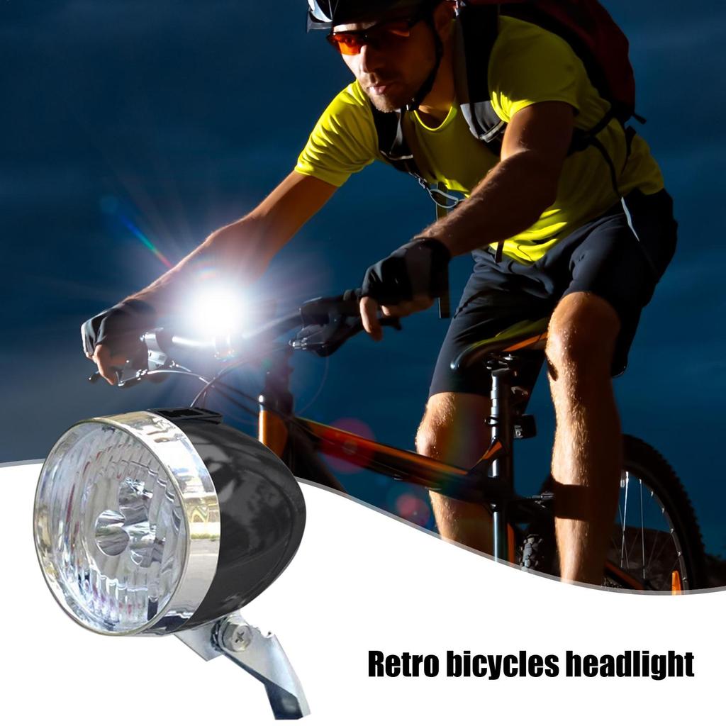Faro de Bicicleta Vintage Carga USB Clásico para Bicicleta de Montaña Luz Delantera 3 Bombillas LED Iluminación Delantera para Bicicleta Accesorios de Ciclismo