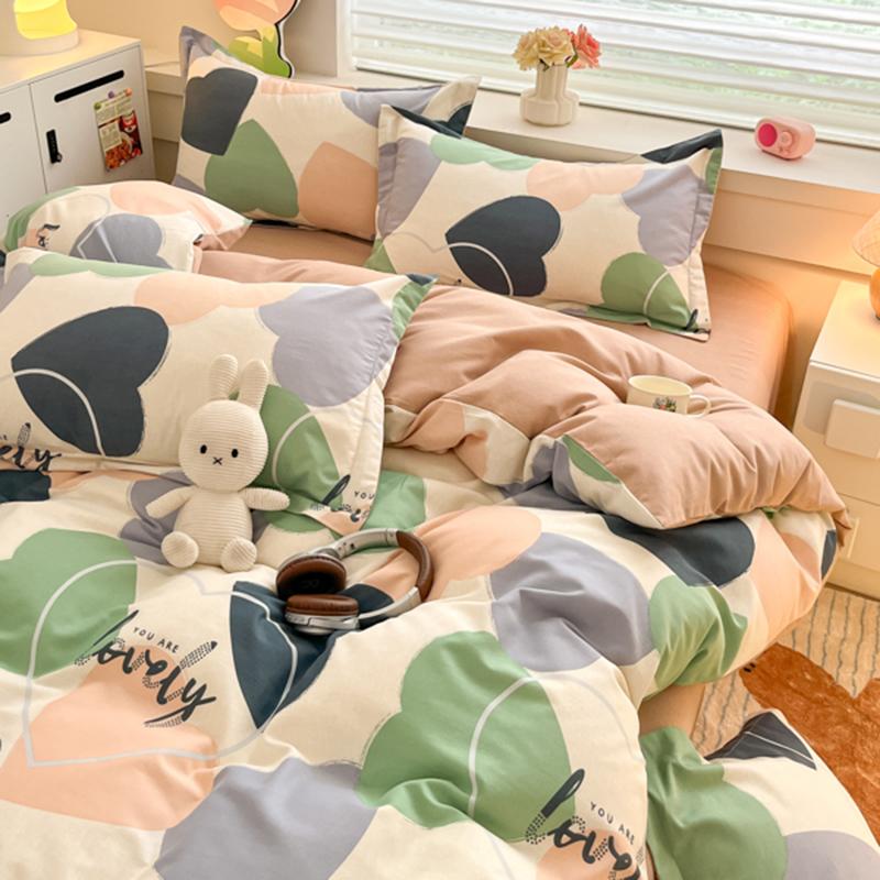 Colorful Striped Cotton Duvet Cover Boys Girls Bedroom Gray Thick Reversible Comforter Cover Single Queen Bedding No Pillowcase