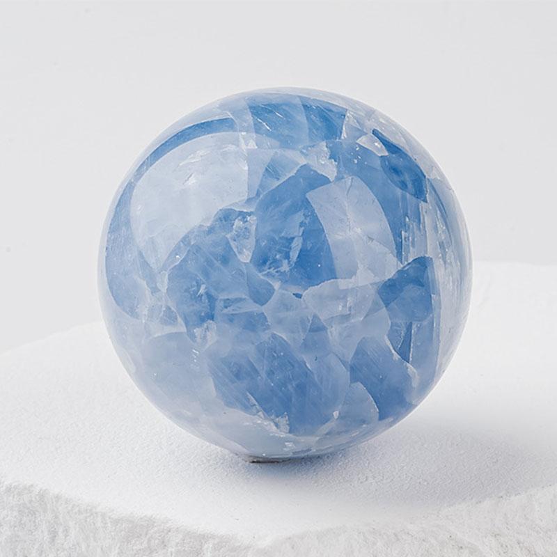 Natural Blue Celestite Crystal Ball Celestine Sphere Reiki Healing Quartz Fengshui Home Decor with Wood Stand 3-3.5cm