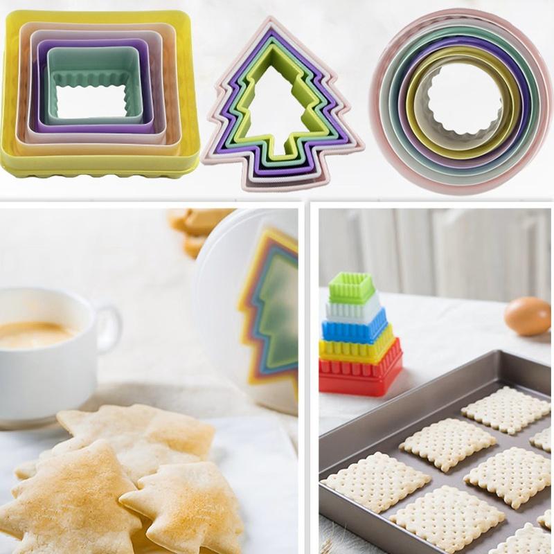 1Set Cupcake Multiple Shapes Cookie Cutter Plastic Cake Mold Geometric Figure Biscuit Fondant DIY Cake Cooking Tools