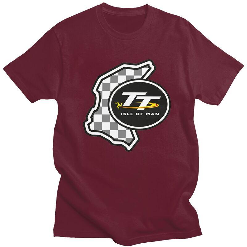 Niestandardowa koszulka Isle of Man TT dla mężczyzn z krótkim rękawem Modna koszulka z wyścigami motocyklowymi Czysta bawełna T-shirty Prezent