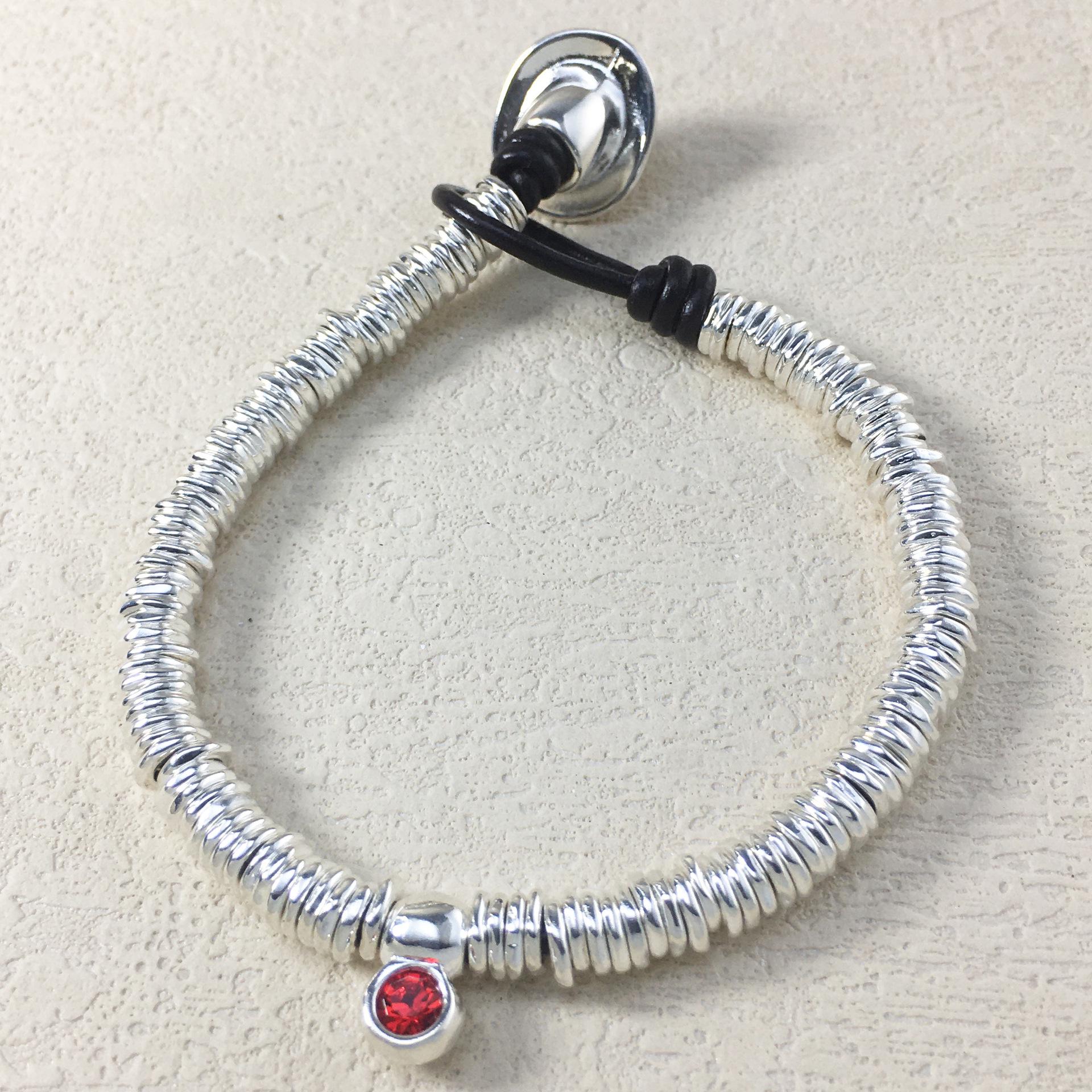 2024 UNOde50 Romantic Geometric Red Gemstone Bracelet for Women - European  American Exquisite Jewelry Gift