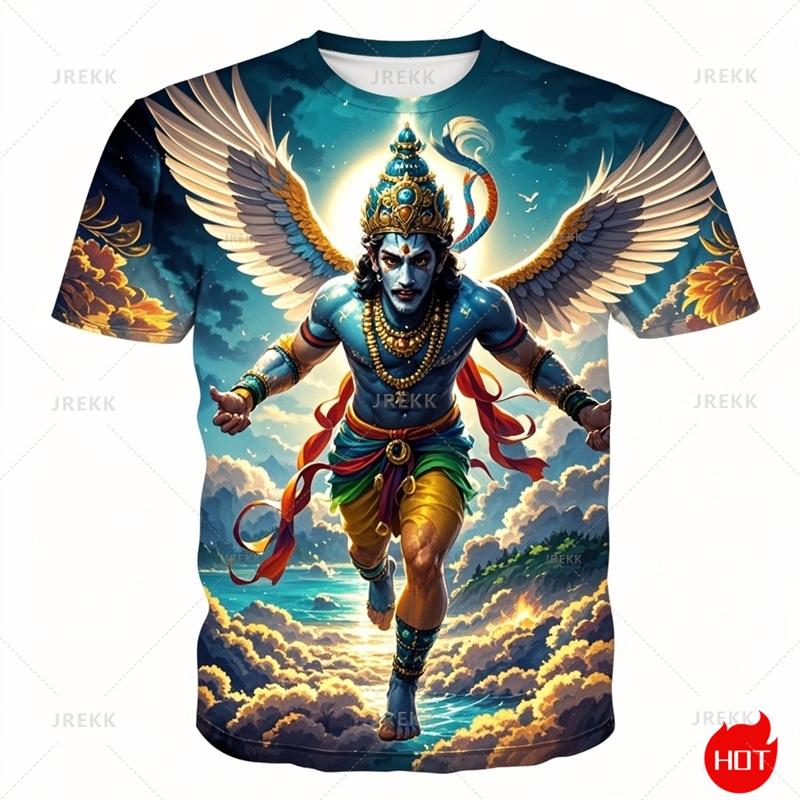 Harajuku 3D tisk Hinduistická mytologická postava Hanuman Tričko pro muže Dětská móda Legrační krátké rukávy Cool Streetwear topy