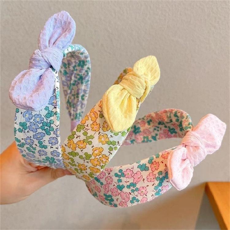 Children Knotted Bowknot Hairband Flower Print Hairhoop for Casual Wear And Spring DressingUp Accessory Party Headwear