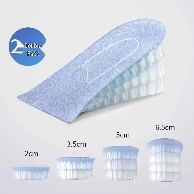 Unisex Transparent Silicone Height-Boosting Insoles - Shock Absorbing, Multi-layered Heel Pads for Sports and Daily Use