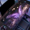 Non‑Slip Rubber Extended Keyboard Mousepad, Sparkly Galaxy Butterfly Purple‑Tone Desk Mat for Gaming Zone & Office Workstation