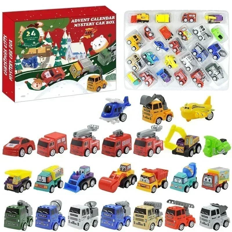 24 Days Christmas Advent Calendar, Car Toys Engineering Fire Truck Car Toys 2025 Countdown Calendar, Gift Box for Kids