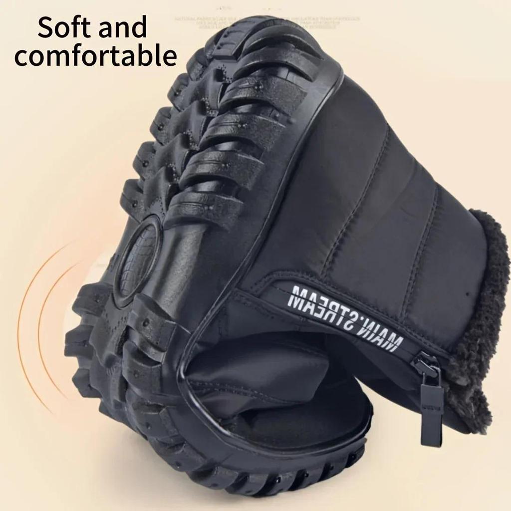 Bottes de neige imperméables chaudes en coton à fermeture éclair pour hommes, Bottines chaudes d'hiver à enfiler, Bottes de neige imperméables
