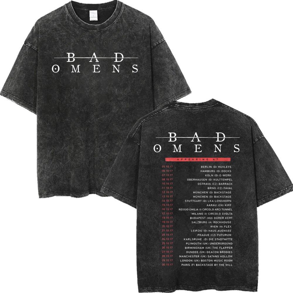 Vintage Washed Bad Omens Tour Merch T Shirt High Quality Fashion Oversized Tshirt Men Women Casual Short Sleeve Tshirts