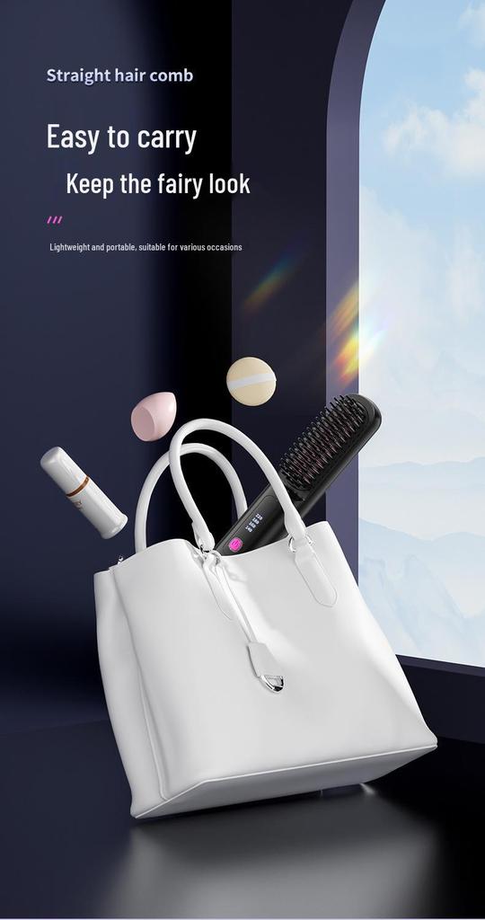 Portable Wireless Ionic Straightening & Curling Hair Comb