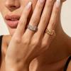 Hammered Finish Oval Zircon Ring Oval Cut Gold Plated Band Elegant Stainless Steel Ring  for Women