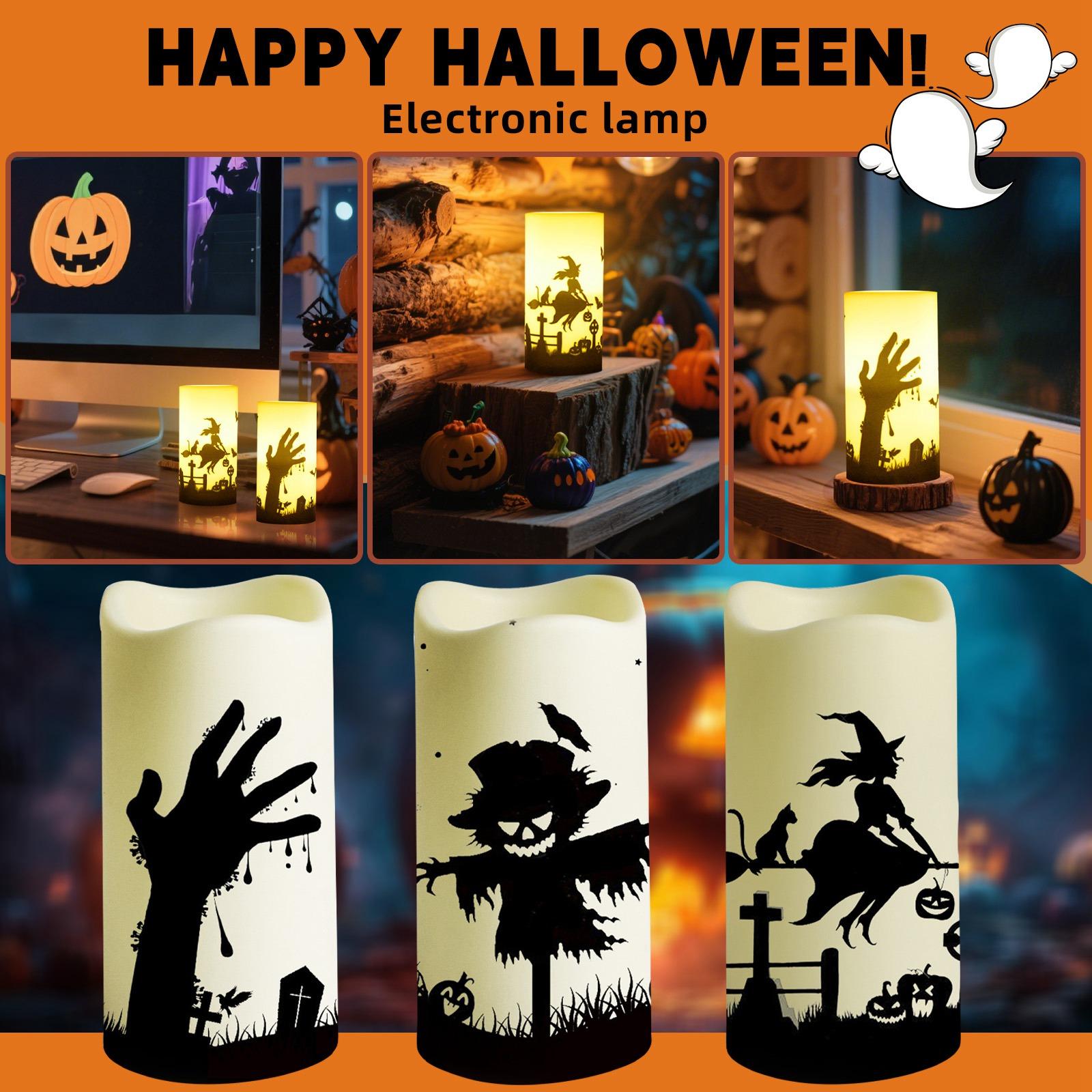 

Хэллоуинские мигающие свечи на батарейках, набор из 3 штук, страшные украшения One Size