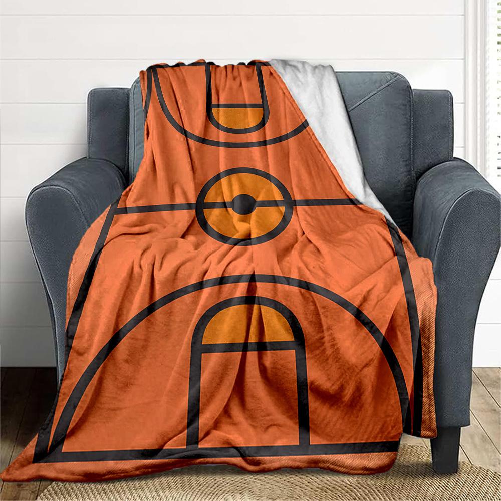 1pc Basketball Court Blanket, Lightweight Flannel Throw Blanket for Sofa, Bed, Travel, Camping, Living Room, Office, Couch061